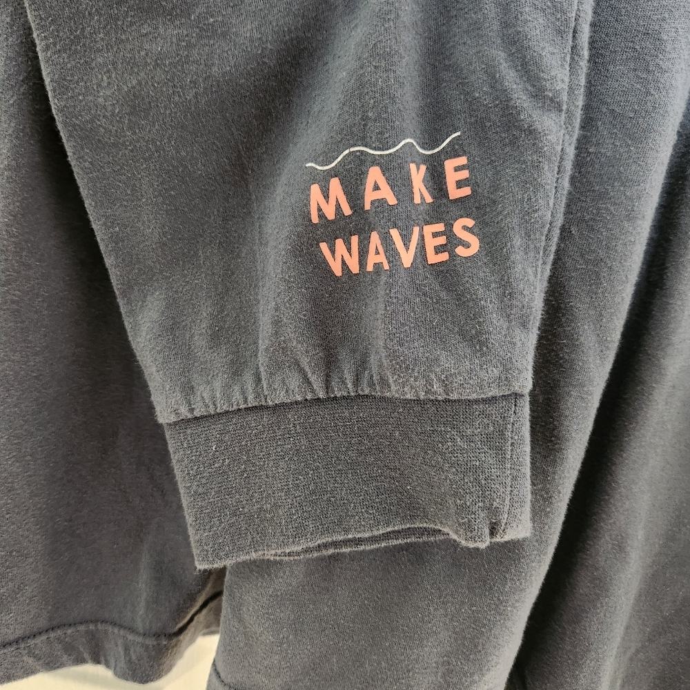 Peloton Navy Gray Stripe Block Color Long Sleeve Shirt Make Waves Size XL - Picture 2 of 5